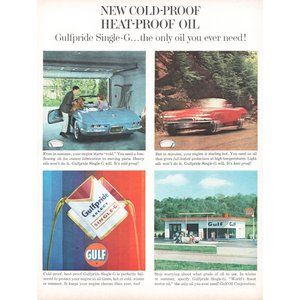 1961 Gulf Oil Company Gulfpride Single-G Vintage Print Ad Corvette Convertible